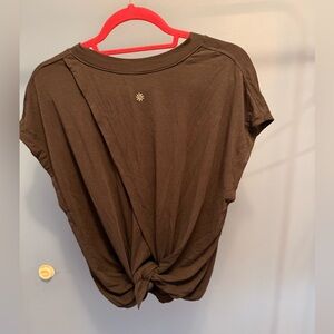 Athleta Black Short Sleeve Knot-Back Workout Tee